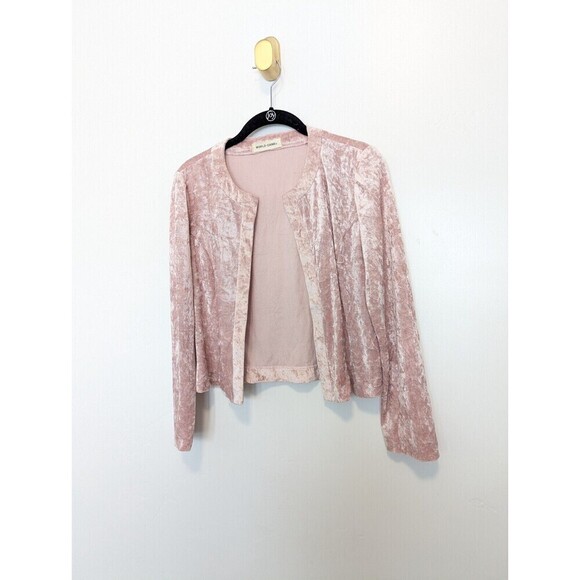 World Cane Vintage Cardigan Women Size M Pink Crushed Velvet Fairycore Whimsical - Picture 2 of 11